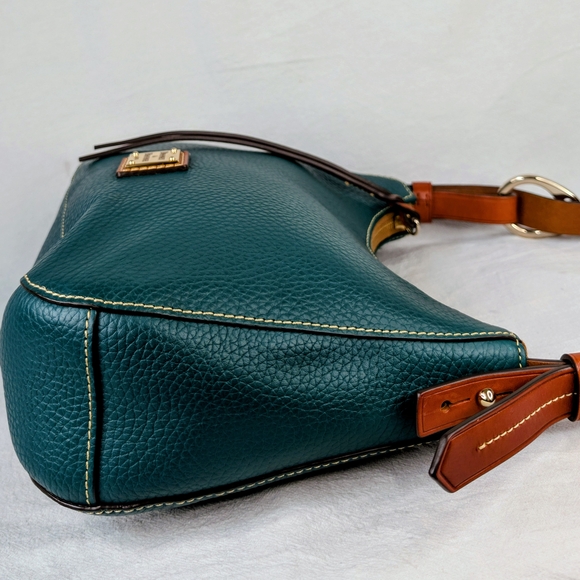 DOONEY & BOURKE Forest Green Pebble Grain Leather Small Hobo Bag Gold Hardware - Picture 9 of 15